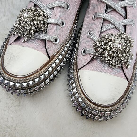 NEW Nan-Ku Couture Free People Cruise Studded Mellow Maeve Pink High Top Sneaker - Picture 10 of 11